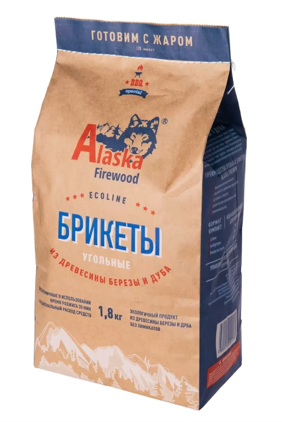 Угольные брикеты Alaska Firewood 1,8 кг Эко фото 1