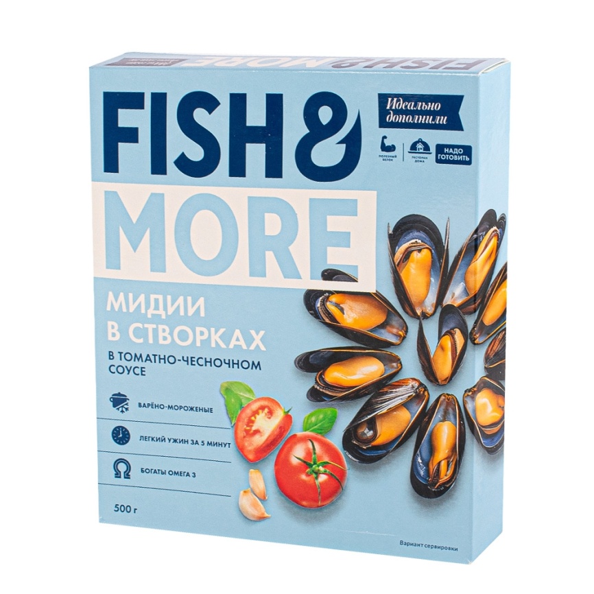 Мидии в томатно-чесночном соусе в/у 0,5 кг Fish&More фото 1